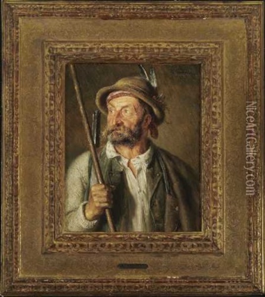 Wilderer Mit Federgeschmucktem Hut Oil Painting - Eduard von Gruetzner
