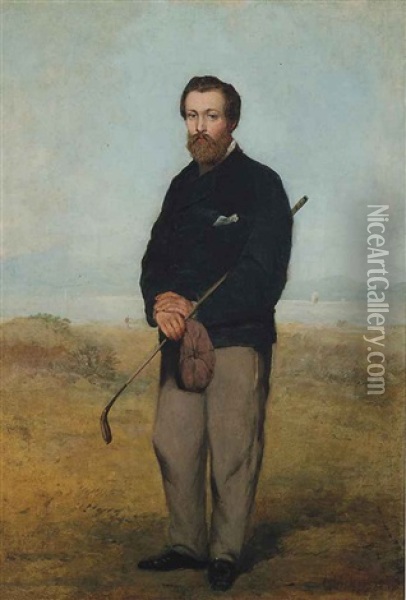 A Gentleman Golfer Oil Painting - George W. Aikman