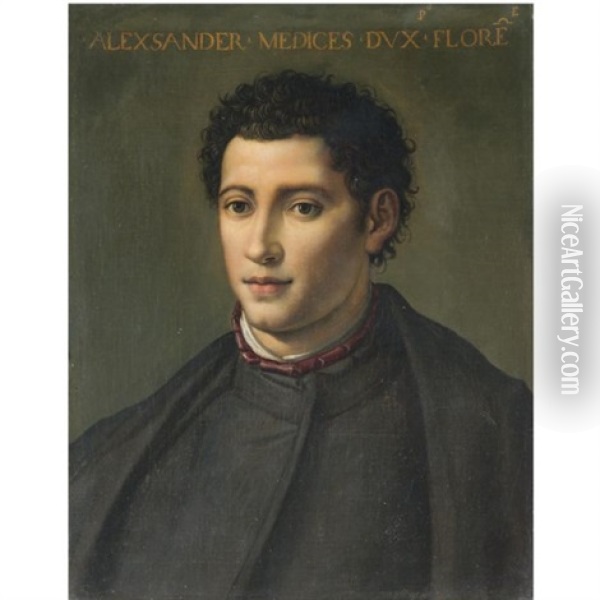 Portrait Of Alessandro De Medici, Duke Of Florence And Penne (1510-1537) Oil Painting - Alessandro di Cristofano Allori
