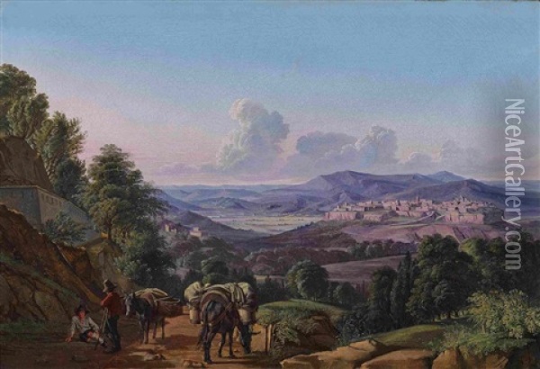 Blick Auf Orvieto Oil Painting - Johann Joachim Faber