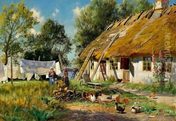Old Farm House Oil Painting - Peder Mork Monsted