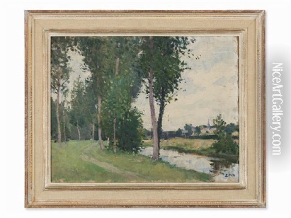 Landscape And River Oil Painting - Hans (Jean) Iten