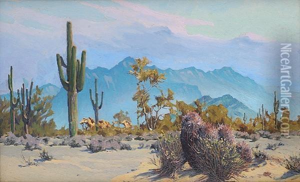 Cacti And Mountains Oil Painting - Gunnar M. Widforss