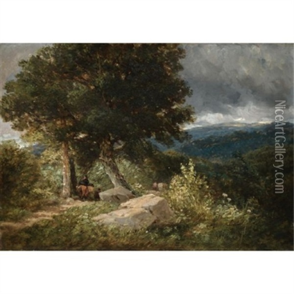 Travellers On The Road To Bettwys-y-coed Oil Painting - David Cox the Elder