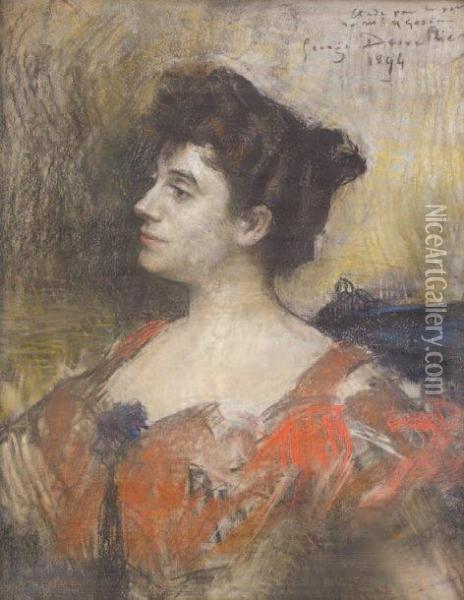 Portrait De Madame G Pastel Oil Painting - Georges Desvallieres