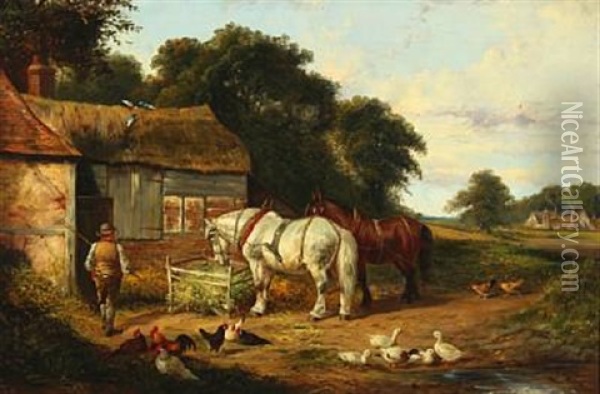 A Rural Meal Oil Painting - Samuel Joseph Clark