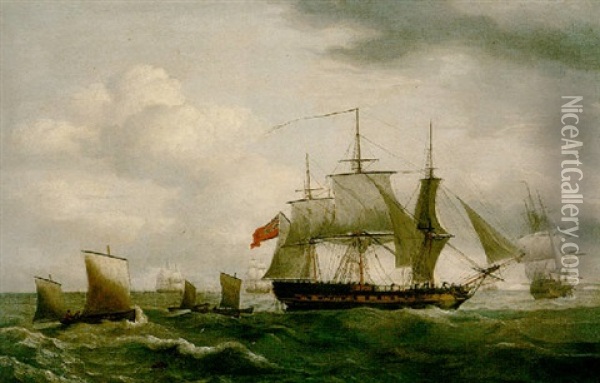 Frigates Off The North Foreland Oil Painting - Thomas Luny