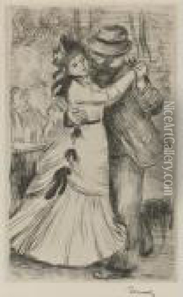 La Danse A La Campagne (delteil; Stella 2) Oil Painting - Pierre Auguste Renoir