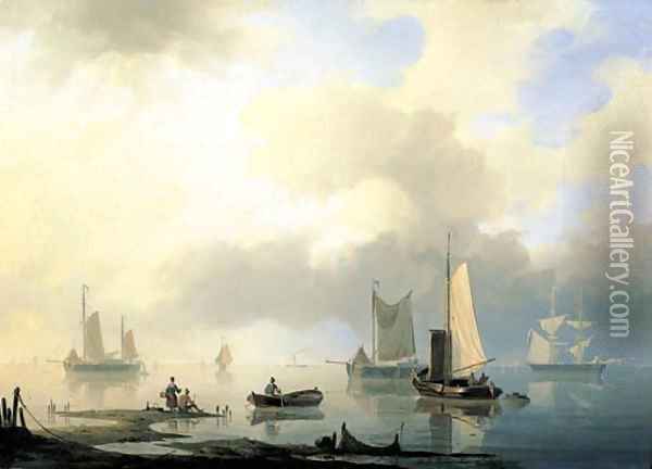 Shipping on a calm sea Oil Painting - Herman Henry Op Der Heijde