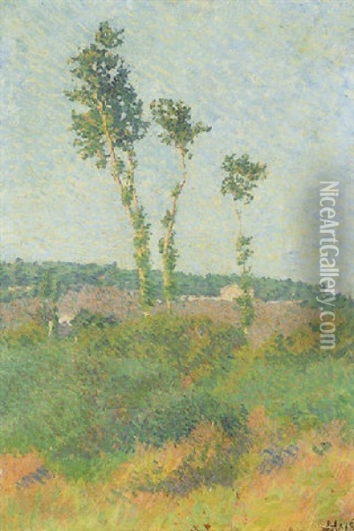 Paysage Aux Trois Arbre Oil Painting - Louis Hayet