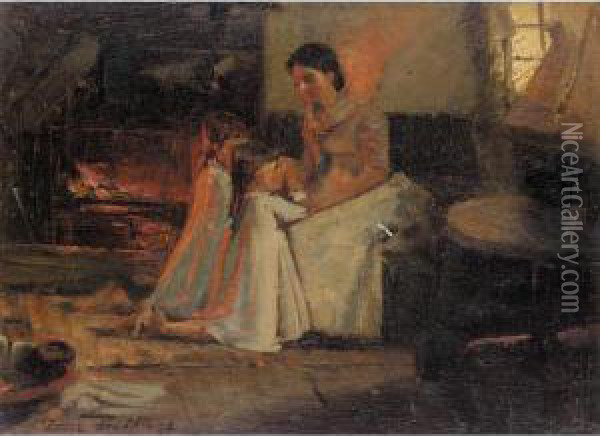 Fireside Prayers Oil Painting - Thomas Hill