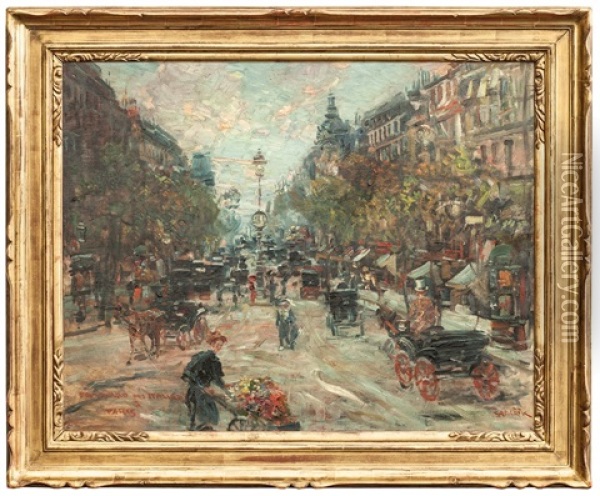 Ulice V Parizi (boulevard Italien) Oil Painting - Jan Safarik