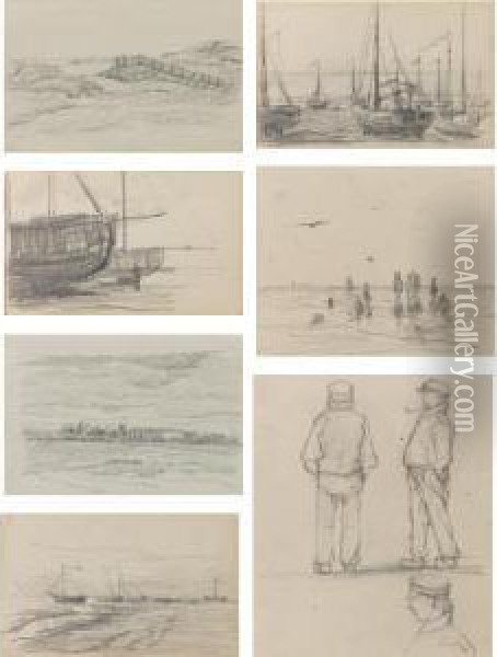 Four Sketchbooks: Including 
Figure, Animal And Tree Studies, Landscapes, Seascapes, And Agricultural
 Scenes Oil Painting - Sientje Mesdag Van Houten