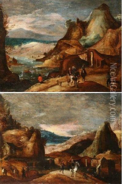 Paesaggi Con Scene Di Viandanti Oil Painting - Joos De Momper