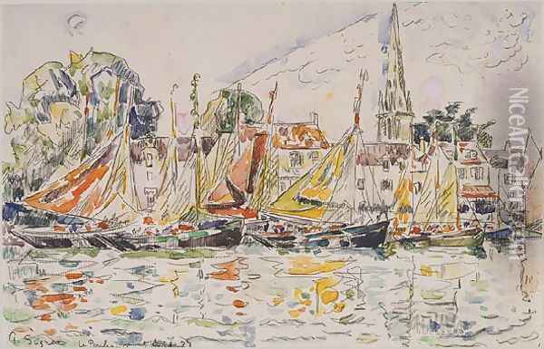 Fisihing Boats Oil Painting - Paul Signac