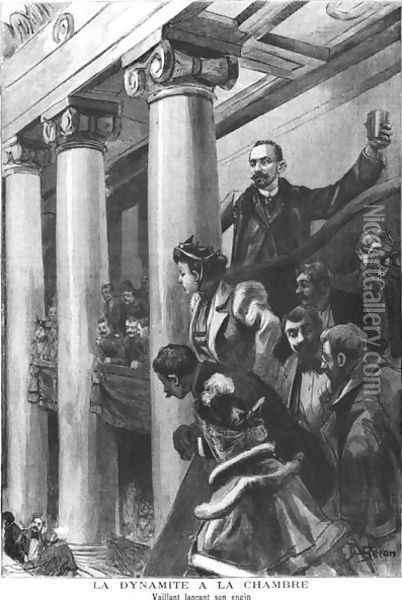 Dynamite Explodes in the Chamber of Deputies in Paris, December 1893 Oil Painting - Jose Belon