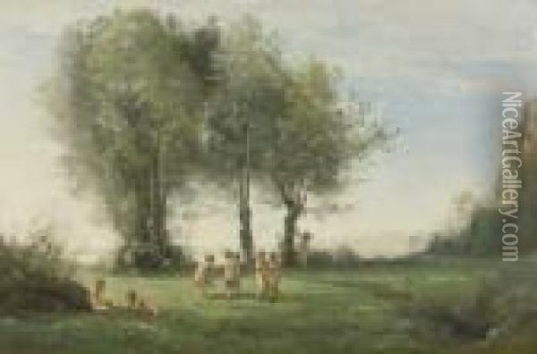 Ronde D'amours: Lever Du Soleil Oil Painting - Jean-Baptiste-Camille Corot