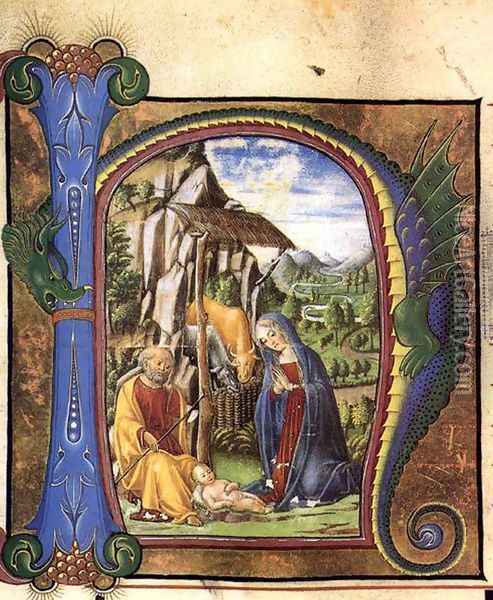 Nativity (in an Antiphonary) c. 1460 Oil Painting - Francesco Di Giorgio Martini