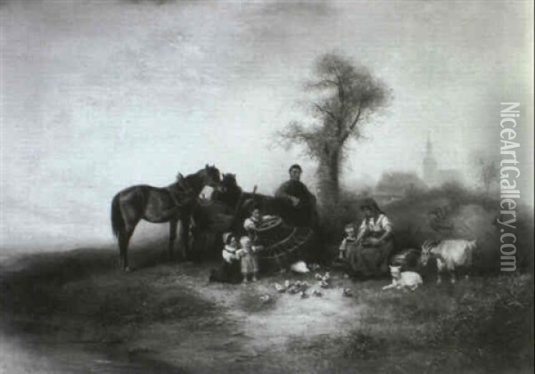 Rast Vor Dem Dorf Oil Painting - Wilhelm Alexander Meyerheim