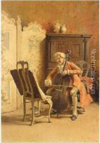 The Cellist Oil Painting - Giovanni Paolo Bedini