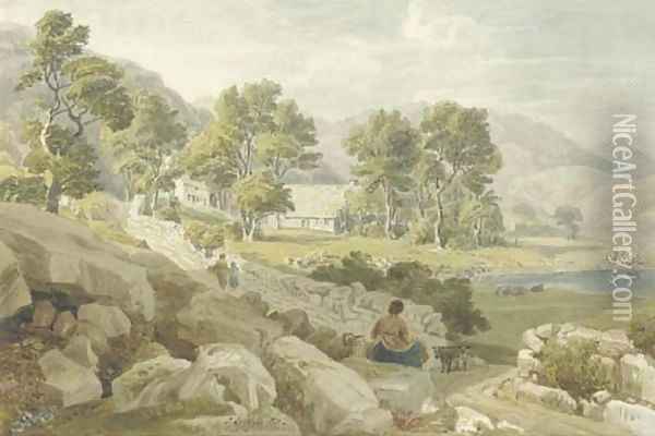 Nant Guinion, Caernarvonshire, North Wales Oil Painting - Joshua Cristall