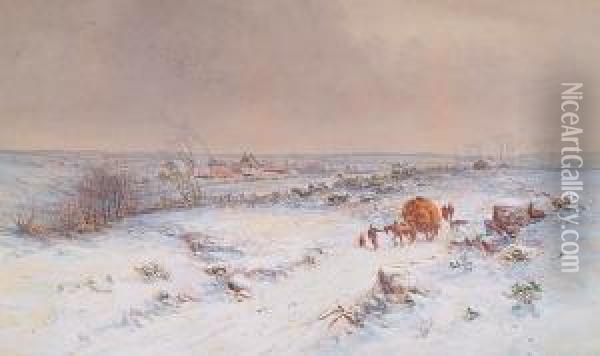 A Shropshire Landscape In Winter Oil Painting - Charles Branwhite