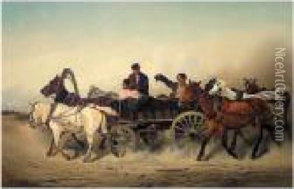 Transporting The Horses Oil Painting - Nikolai Egorovich Sverchkov