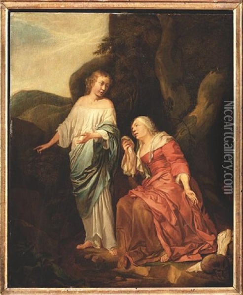 Hagar Comforted By The Angel Oil Painting - Hendrik Heerschop