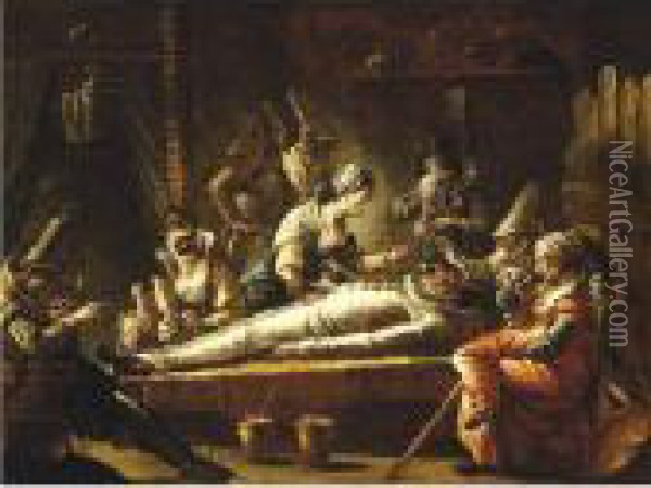 Death Of Pulcinella Oil Painting - Francesco Zugno
