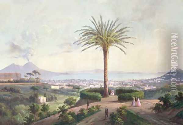 View of Naples from Capodimonte Oil Painting - P. Lapira