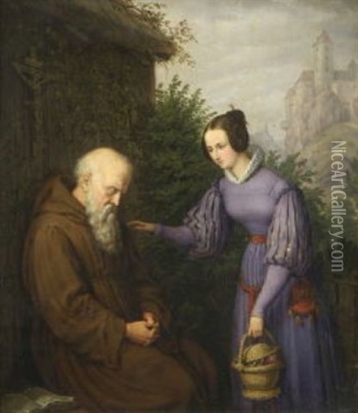 Willkommener Besuch Oil Painting - Johann Georg Buchner