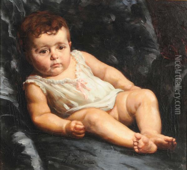 Bambino Coricato Oil Painting - Demetrio Cosola