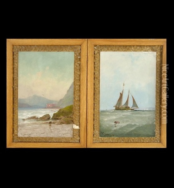 The Hay Scow (+ Fort Point From Bakers Beach; 2 Works) Oil Painting - Gideon Jacques Denny