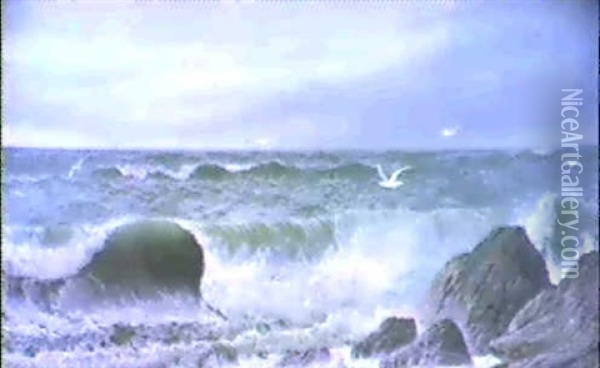 A Cornish Coastal Scene Oil Painting - David James