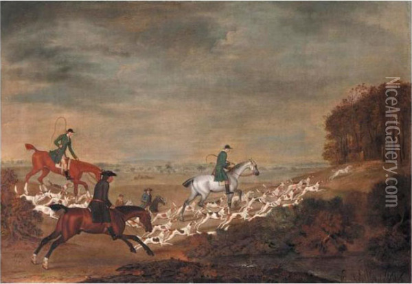 Going To Cover: Sir William Jolliffe With His Hounds Ridings Towards A Covert Oil Painting - James Seymour