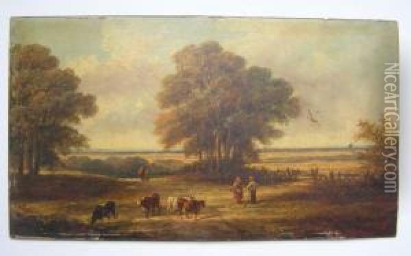 Pastoral Landscape. Oil Painting - Edmund Aylburton Willis