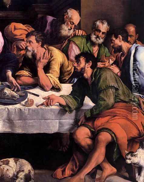 The Last Supper (detail) 2 Oil Painting - Jacopo Bassano (Jacopo da Ponte)
