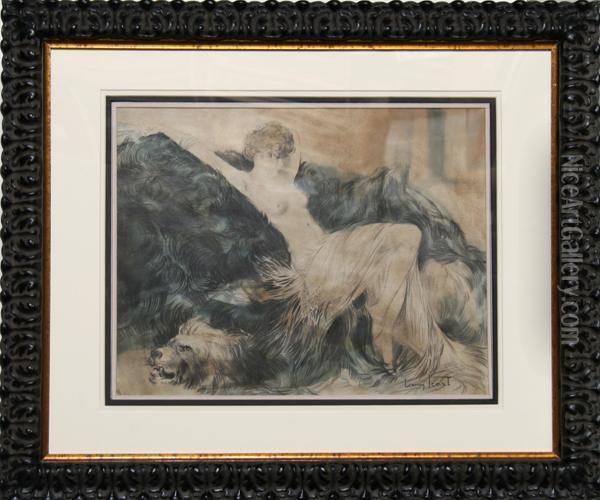 Nude On Rug (study For Paresse) Oil Painting - Louis Icart