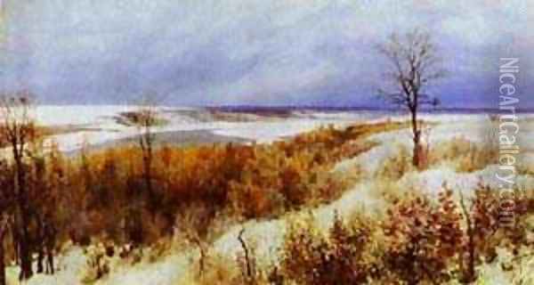 First Snow Study 1891 Oil Painting - Vasily Polenov