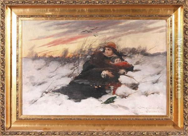 Ucieczka Maryny Mniszchowny Z Synem Dymitrem, 1882 R. Oil Painting - Leon Wyczolkowski