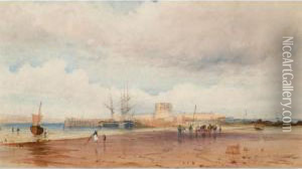 Fort St. Aubyn, Jersey Oil Painting - Count Alexandre Thomas Francia