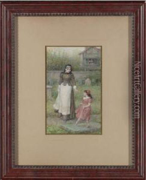 Hester And Pearl In The Graveyard Oil Painting - George Henry Boughton