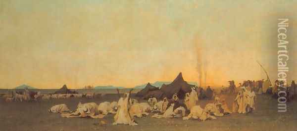 Evening Prayer in the Sahara Oil Painting - Gustave Achille Guillaumet