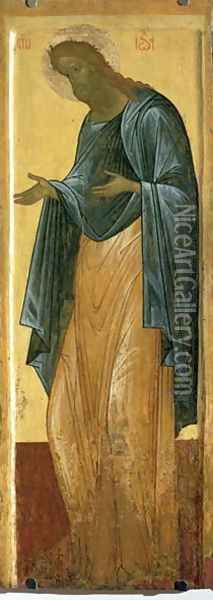 St. John the Forerunner, from the Deisis tier of the Dormition Cathedral in Vladimir Oil Painting - (circle of) Rublev, Andrei