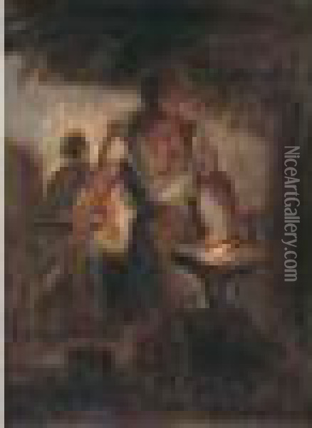 Un Forgeron Oil Painting - Eugene Delacroix