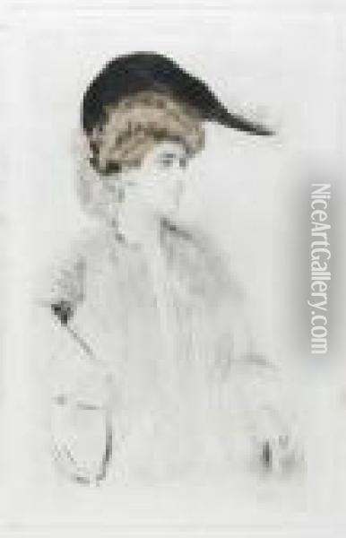 Portrait De Femme Avec Chapeau Oil Painting - Paul Cesar Helleu