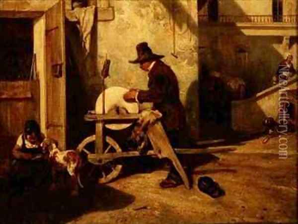 The Knife grinder Oil Painting - Alexandre Gabriel Decamps