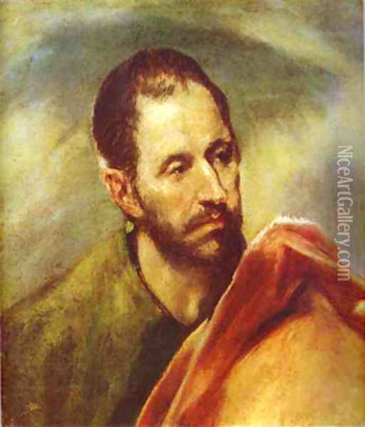 Study Of A Head 1595-1600 Oil Painting - El Greco (Domenikos Theotokopoulos)