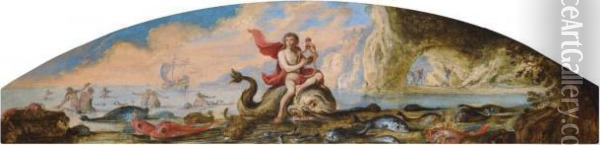 Arion - An Overdoor Oil Painting - Domenico (Micco Spadaro) Gargiulo