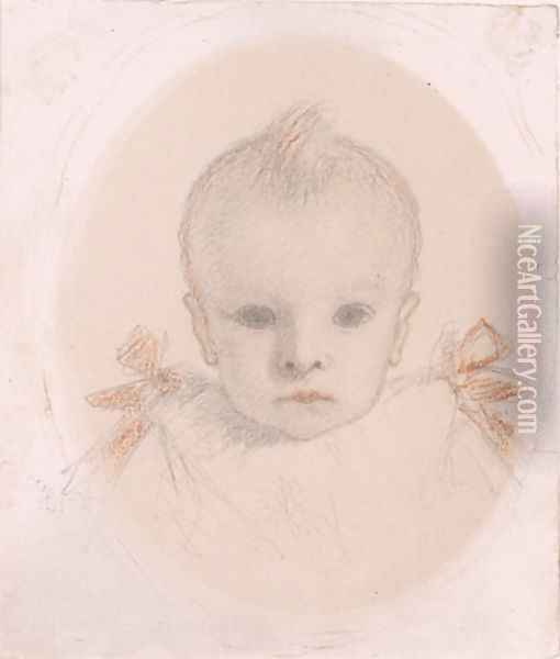 A study of 'Arthur Madox Brown, age nine months' Oil Painting - Ford Madox Brown